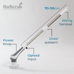 GoScrub® Elektrische Schoonmaakborstel – Elektrische Schrobber - Schrobborstel – Voor Badkamer Of Keuken – Schrobber Met Steel – Luiwagen – Polijstmachine - Poetsmachine Met 10 Opzetstukken -Huishoudelijke Benodigdheden Winkel 1200x1200 1128