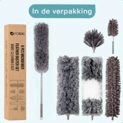 ForDig 7-Delige Plumeau Set - Duster Met Telescoopsteel Uitschuifbaar Tot 250 Cm - Inclusief Ragebol / Voegenborstel / Microvezel Doek / Chenille Borstel - Wasbaar - 360 Graden Draaibaar -Huishoudelijke Benodigdheden Winkel 1200x1200 1157