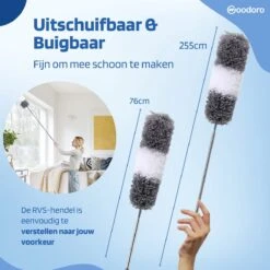 Woodoro Ragebol Uitschuifbaar Complete 9-Delige Set - Verstelbare Telescoopsteel - Plumeau - RVS - Zwart & Grijs -Huishoudelijke Benodigdheden Winkel 1200x1200 1176