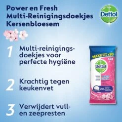 Dettol - Schoonmaakdoekjes - Power & Fresh - Kersenbloesem - 80 Stuks X8 -Huishoudelijke Benodigdheden Winkel 1200x1200 1379