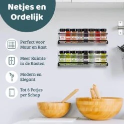 Mmoods Kruidenrek Ophangbaar Zonder Boren - 4 Laags Voor 24 Kruidenpotjes - Speciaal Voor Muur, Wandkast, Kastdeur - Hangende Kruidenorganizer Keuken - Keukenaccessoires -Huishoudelijke Benodigdheden Winkel 1200x1200 540