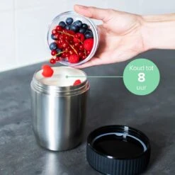 Coninx Thermos Lunchbox - Muesli Beker To Go - Isoleer Lunchpot - Yoghurtbeker To Go - Mueslibeker 840ml (600ml+240ml) - RVS / Zwart -Huishoudelijke Benodigdheden Winkel 1200x1200 559