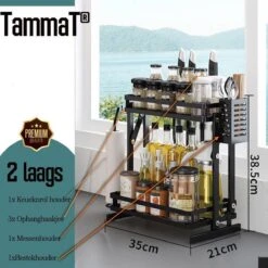 TammaT - Kruidenrek - Kruidenrek Staand - Inklapbare Keukenrek - 3-laags 35x21x56,5CM - Keuken Organizer - Aanrecht Organizer - Keuken Opslag - Roestvrij Staal - Opbergrek - Keuken Organizers - Roestvrij En Krasvrij -Huishoudelijke Benodigdheden Winkel 1200x1200 572