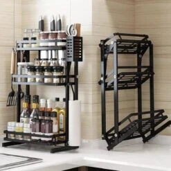 TammaT - Kruidenrek - Kruidenrek Staand - Inklapbare Keukenrek - 3-laags 35x21x56,5CM - Keuken Organizer - Aanrecht Organizer - Keuken Opslag - Roestvrij Staal - Opbergrek - Keuken Organizers - Roestvrij En Krasvrij -Huishoudelijke Benodigdheden Winkel 1200x1200 574