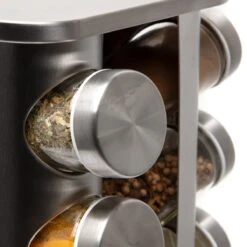 Pazzo Goods - Kruidenrek Staand - Kruidenrek Met Potjes - Zilver - RVS - Kruidenrek Draaibaar - 20 Kruidenpotjes - Inclusief Stickers & Stift - Kruiden Carrousel -Huishoudelijke Benodigdheden Winkel 1200x1200 599