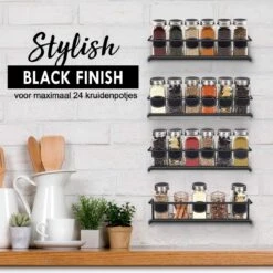 Kruidenrek Ophangbaar Kruidenpotjes Wandrek Organizer Keuken Accessoires - Zwart - Geschikt Voor Bijna Alle Kruidenpotjes -Huishoudelijke Benodigdheden Winkel 1200x1200 603