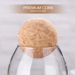 Igoods Helderglazen - Voorraadpot Met Kurkbal - Thee- En Koffiebus Met Bolvormig Houten Deksel - Voedselblikken - Keukenopslag - Opslagpotten -Huishoudelijke Benodigdheden Winkel 1200x1200 694