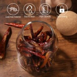 Igoods Helderglazen - Voorraadpot Met Kurkbal - Thee- En Koffiebus Met Bolvormig Houten Deksel - Voedselblikken - Keukenopslag - Opslagpotten -Huishoudelijke Benodigdheden Winkel 1200x1200 695