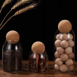 Igoods Helderglazen - Voorraadpot Met Kurkbal - Thee- En Koffiebus Met Bolvormig Houten Deksel - Voedselblikken - Keukenopslag - Opslagpotten -Huishoudelijke Benodigdheden Winkel 1200x1200 696