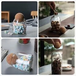 Igoods Helderglazen - Voorraadpot Met Kurkbal - Thee- En Koffiebus Met Bolvormig Houten Deksel - Voedselblikken - Keukenopslag - Opslagpotten -Huishoudelijke Benodigdheden Winkel 1200x1200 697