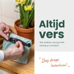 BROODNODIG® - Herbruikbare Boterhamzak - Van 100% Gerecyclede PET-flessen - Ideaal Als Diepvrieszakjes - Lunchzak - Herbruikbaar Boterhamzakje - Foodwrap - Lunchbox - 30x20cm - Pastel Groen -Huishoudelijke Benodigdheden Winkel 1200x1200 757
