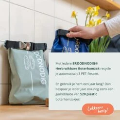 BROODNODIG® - Herbruikbare Boterhamzak - Van 100% Gerecyclede PET-flessen - Ideaal Als Diepvrieszakjes - Lunchzak - Herbruikbaar Boterhamzakje - Foodwrap - Lunchbox - 30x20cm - Pastel Groen -Huishoudelijke Benodigdheden Winkel 1200x1200 759