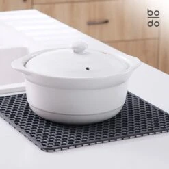 BODO Gootsteenmat Siliconen Donker Grijs - 30.5 X 30.5 Cm - Keuken Accessoires - Gootsteen Beschermer - Onderzetters Siliconen - Anti Kras - Gootsteen Accessoires -Huishoudelijke Benodigdheden Winkel 1200x1200 931