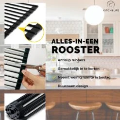 Kitch&Life Afdruiprek Oprolbaar - Mat Zwart - Pannenonderzetter - Afdruipmat - Keukenrek 3-in-1 -Huishoudelijke Benodigdheden Winkel 1200x1200 939