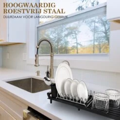 MIRI Afdruiprek – Afwasrek – Uitschuifbaar – Met Lekbak In Gootsteen – Afwas – Roestvrij Staal – Zwart 12 MIRI Afdruiprek – Afwasrek – Uitschuifbaar – Met Lekbak In Gootsteen – Afwas – Roestvrij Staal – Zwart -Huishoudelijke Benodigdheden Winkel 1200x1200 955