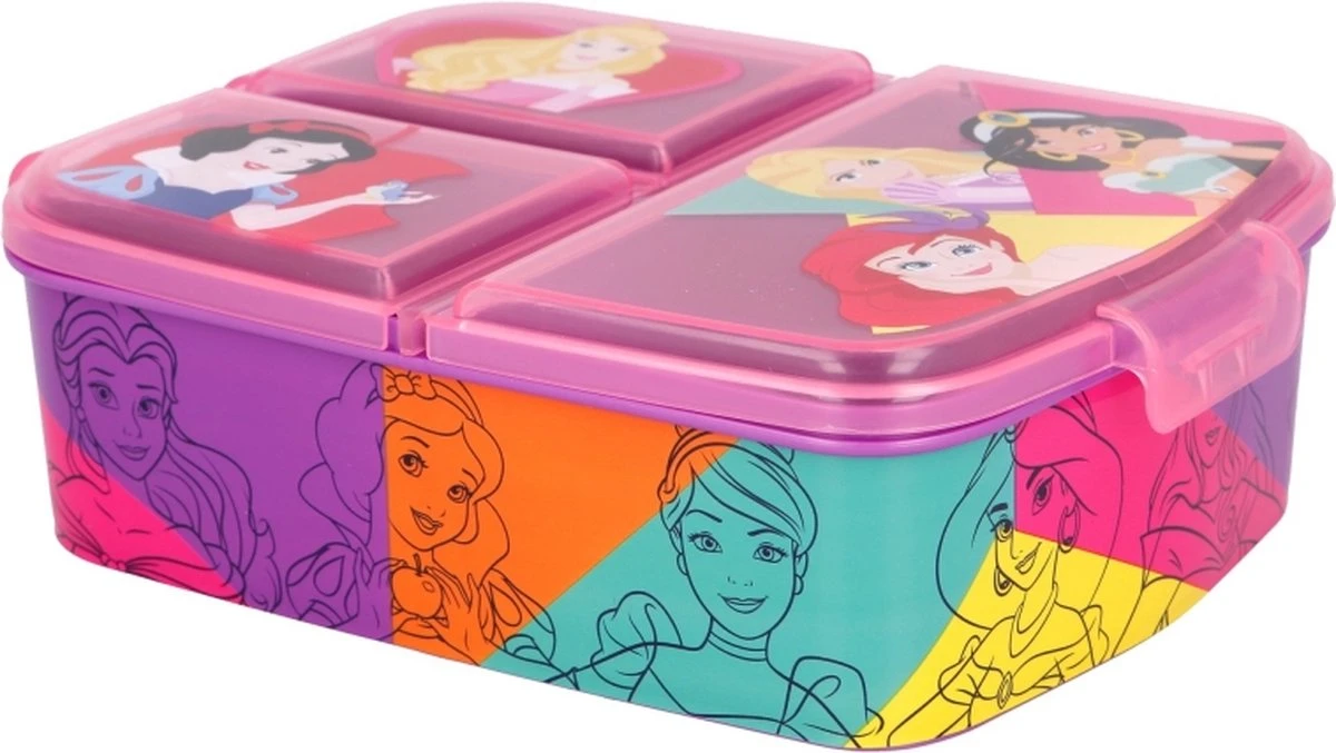 Disney Prinsessen Broodtrommel 3 Vakjes - Officieel Gelicentieerd -18x13 Cm - Brooddoos -Lunchbox 2 Disney Prinsessen Broodtrommel 3 Vakjes - Officieel Gelicentieerd -18x13 Cm - Brooddoos -Lunchbox - Afbeelding 2
