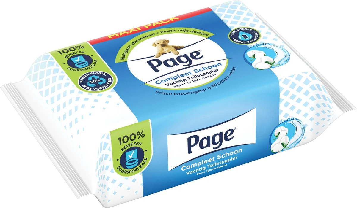 Page Vochtig Toiletpapier - 6 X 74 Stuks - Compleet Schoon Maxi Vochtig Wc Papier - Voordeelverpakking 3 Page Vochtig Toiletpapier - 6 X 74 Stuks - Compleet Schoon Maxi Vochtig Wc Papier - Voordeelverpakking - Afbeelding 3