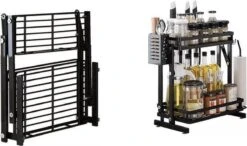 TammaT - Kruidenrek - Kruidenrek Staand - Inklapbare Keukenrek - 3-laags 35x21x56,5CM - Keuken Organizer - Aanrecht Organizer - Keuken Opslag - Roestvrij Staal - Opbergrek - Keuken Organizers - Roestvrij En Krasvrij -Huishoudelijke Benodigdheden Winkel 1200x711