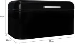 QUVIO Broodtrommel - Brooddoos - Brood Bewaren - Vershouddoos Voor Brood - Brooddoos - Klepdeksel - Scharnierdeksel - Zwart - Ijzer - 9,5 Liter Inhoud - 20 X 30 X 16 Cm -Huishoudelijke Benodigdheden Winkel 1200x715