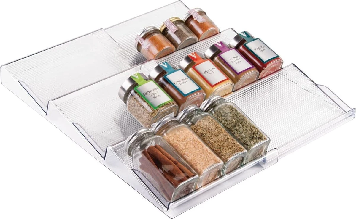 Kruidenrek - Lade-organizer - Voor Keuken, Badkamer En Kantoor - Voor Kruiden En Specerijen - Uitschuifbaar/3 Verdiepingen - Transparant 3 Kruidenrek - Lade-organizer - Voor Keuken, Badkamer En Kantoor - Voor Kruiden En Specerijen - Uitschuifbaar/3 Verdiepingen - Transparant - Afbeelding 3