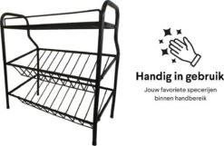 Zindoo Kruidenrek Zwart 3-laags Staand - Specerijen Rek - Kruiden Rek - Duurzaam RVS - Anti Slip Onderzijde - Specerijenstandaard – Keukenorganizer - Spice Rack - Kitchen Rack - Spice Organizer Keukenaccessoire - ZIN-SR05 -Huishoudelijke Benodigdheden Winkel 1200x784