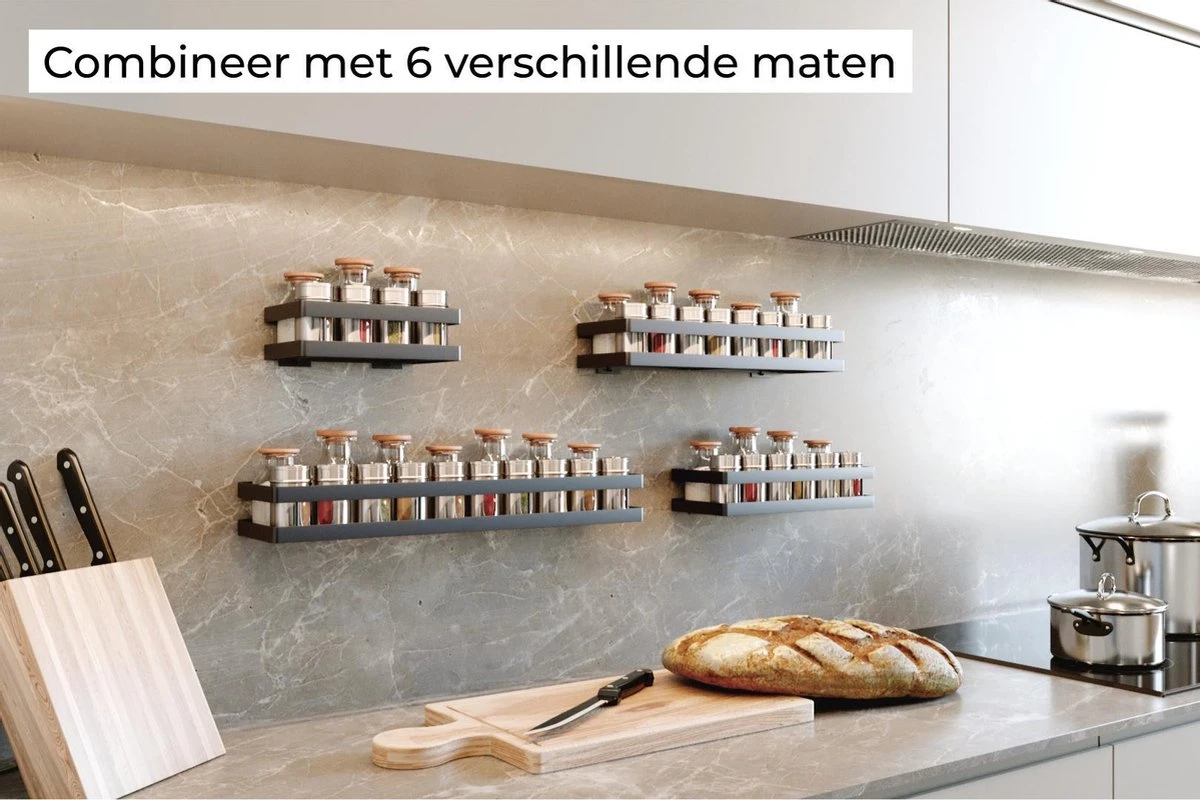 Noswo Kruidenrek Ophangbaar - Kruidenrek Voor Kruidenpotjes - Keukenrek Hangend - 50 Cm - Zwart 9 Noswo Kruidenrek Ophangbaar - Kruidenrek Voor Kruidenpotjes - Keukenrek Hangend - 50 Cm - Zwart - Afbeelding 9