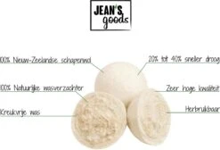 Jean's Goods Drogerballen - Droogballen - Wasdrogerballen - Wasdroger Ballen - Wasbol - Wasbollen - Wasballen - Energiebesparende Producten - Energiebesparend - Duurzaam Cadeau - RWS Wol - Zero Waste - Wasverzachter - Beige - 6 Stuks -Huishoudelijke Benodigdheden Winkel 1200x818