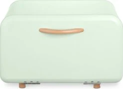 Navaris Metalen Broodtrommel Met Klapdeksel - Vershouddoos Voor Brood - 35 X 24 X 23 Cm - Van Ijzer Met Houten Details In Mintgroen -Huishoudelijke Benodigdheden Winkel 1200x868 4