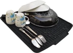 HOMYHON Afdruipmat -Afdruipmat Siliconen -Pannenonderzetter- Antislip -Hittebestendig - Aanrecht Mat -Siliconen Mat - 40 X 46 Cm - Zwart -Huishoudelijke Benodigdheden Winkel 1200x876 3