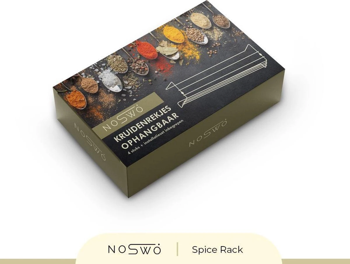 Noswo Kruidenrek Ophangbaar - Voor 24 Kruidenpotjes - 4 Stuks - Keukenrek Hangend - RVS - Zwart 8 Noswo Kruidenrek Ophangbaar - Voor 24 Kruidenpotjes - 4 Stuks - Keukenrek Hangend - RVS - Zwart - Afbeelding 8