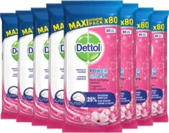 Dettol - Schoonmaakdoekjes - Power & Fresh - Kersenbloesem - 80 Stuks X8 -Huishoudelijke Benodigdheden Winkel 1200x942