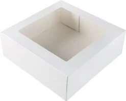 Taartdoos Met Venster 26x26x9cm. Wit 3st