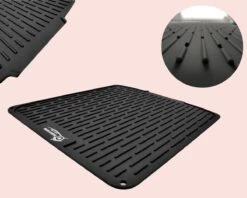 HOMYHON Afdruipmat -Afdruipmat Siliconen -Pannenonderzetter- Antislip -Hittebestendig - Aanrecht Mat -Siliconen Mat - 40 X 46 Cm - Zwart -Huishoudelijke Benodigdheden Winkel 1200x960 1