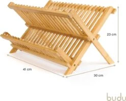 Budu Afdruiprek - Afdruiprekje Van Bamboe Hout - Afdruiprek Voor Afwas - Vaatwasrek - Keukenrek - Inklapbaar - Opvouwbaar - -Huishoudelijke Benodigdheden Winkel 1200x963