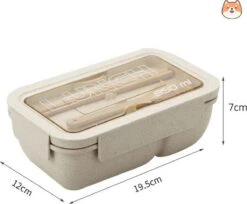 BentoBros® Duurzame Bento Box - Broodtrommel - Lunchtrommel - Lunchbox - Lunchset Voor Kinderen - Brooddoos - Duurzaam Hout - Inclusief Bestek - Voor Volwassenen En Kinderen - 0,85 Liter - Geschikt Voor Magnetron, Vriezer En Vaatwasser - Beige -Huishoudelijke Benodigdheden Winkel 1200x989