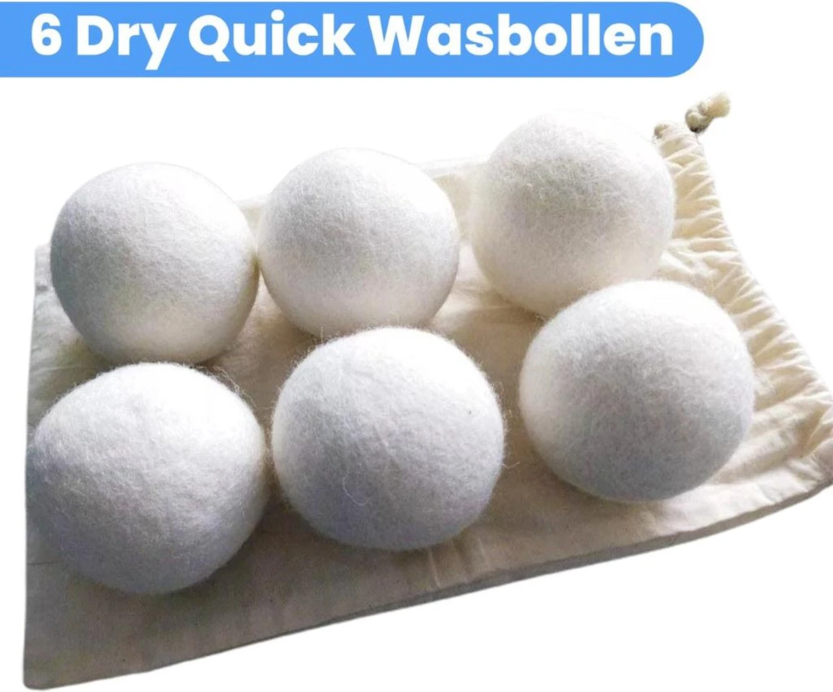 DRYQUICK Drogerballen- Wasbollen- Duurzaam Schapenwol - Herbruikbaar- 6 XL Wasballen Wit 8 DRYQUICK Drogerballen- Wasbollen- Duurzaam Schapenwol - Herbruikbaar- 6 XL Wasballen Wit - Afbeelding 8