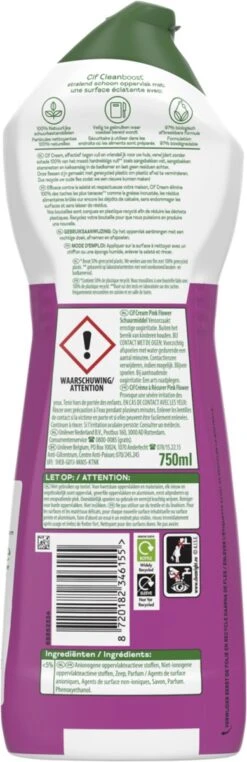 Cif CleanBoost Cream Pink Schuurmiddel - 8 X 750 Ml - Voordeelverpakking -Huishoudelijke Benodigdheden Winkel 389x1200