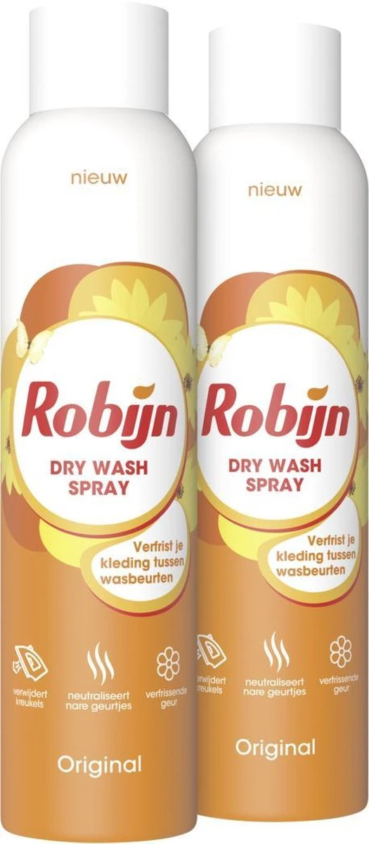 Robijn Original Dry Wash Spray - 2 X 200 Ml - Voordeelverpakking 1 Robijn Original Dry Wash Spray - 2 X 200 Ml - Voordeelverpakking