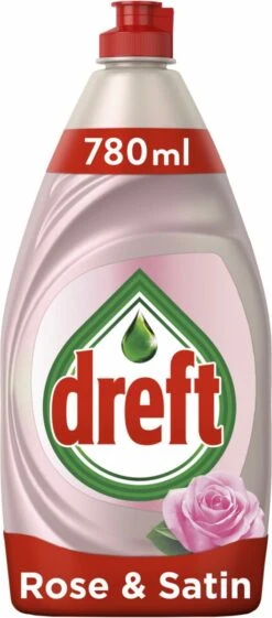 Dreft Clean & Care Rose & Satin Afwasmiddel - 8x780ml - Voordeelverpakking -Huishoudelijke Benodigdheden Winkel 528x1200