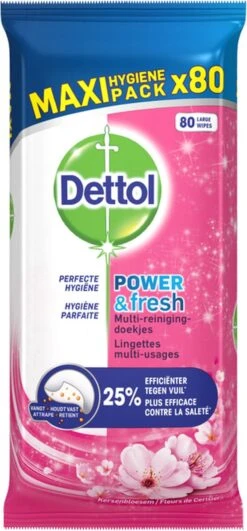 Dettol - Schoonmaakdoekjes - Power & Fresh - Kersenbloesem - 80 Stuks X8 -Huishoudelijke Benodigdheden Winkel 558x1200 1