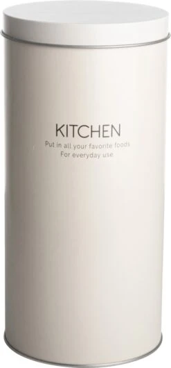 Gusta Voorraadblik - Beige - Metaal - Beschuitbus - Opbergbus - Ø11X22 Cm