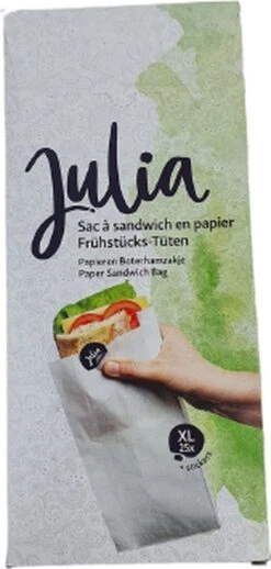 Merkloos Papieren Boterhamzakjes - Wit - Papier - 18 X 29 Cm - XL - 25 Zakjes - Paper Sandwich Bag - Sac à Sandwich En Papier Frühstück-Tuten