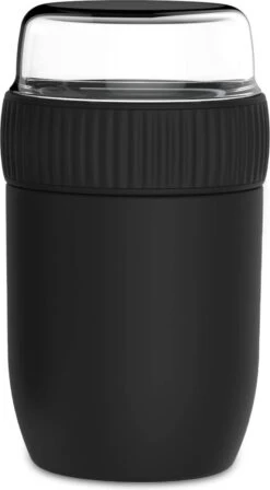 Coninx Thermos Lunchbox - Muesli Beker To Go - Isoleer Lunchpot - Yoghurtbeker To Go - Mueslibeker 840ml (600ml+240ml) - RVS / Zwart -Huishoudelijke Benodigdheden Winkel 662x1200