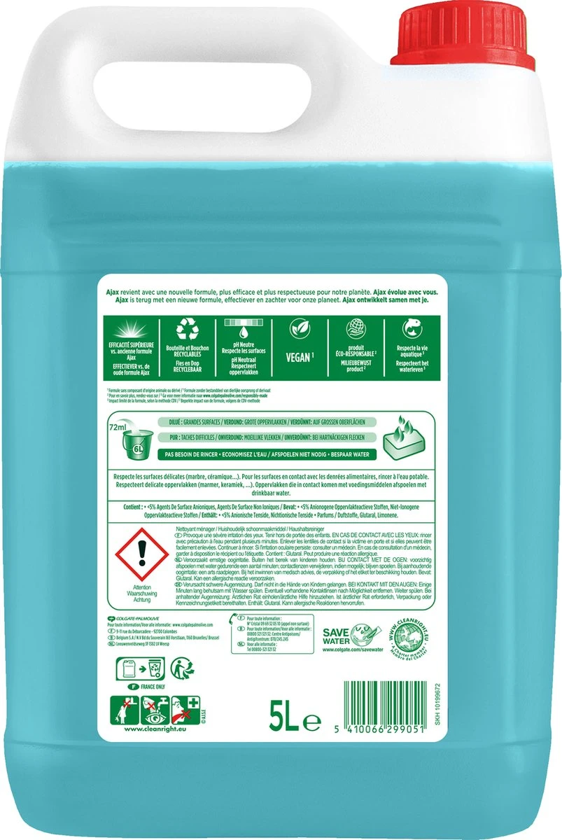 Ajax® Ajax Allesreiniger Eucalyptus 2 X 5L - Voordeelverpakking 4 Ajax® Ajax Allesreiniger Eucalyptus 2 X 5L - Voordeelverpakking - Afbeelding 4