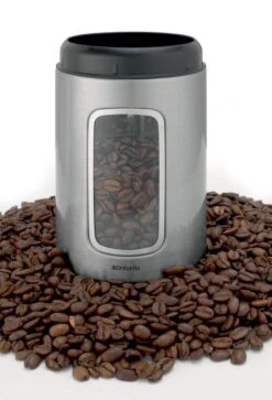 Brabantia Voorraadbus - 1,4 L - Matt Steel Fingerprint Proof / Matt Black Deksel - Met Venster -Huishoudelijke Benodigdheden Winkel 817x1200