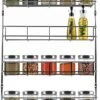 KitchenBrothers Ophangbaar Kruidenrek Voor 32 Kruidenpotjes - Spice Rack – Keuken Rek - Kruiden Organizer - Specerijen Opbergen - 4 Laags - 40 X 6.3 X 50 Cm - RVS