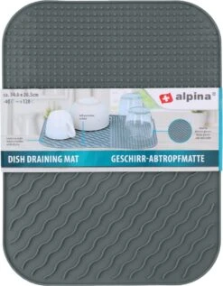 Alpina Afdruipmat - Droogmat - Siliconen - 26,5x34,5 Cm - Grijs -Huishoudelijke Benodigdheden Winkel 935x1200
