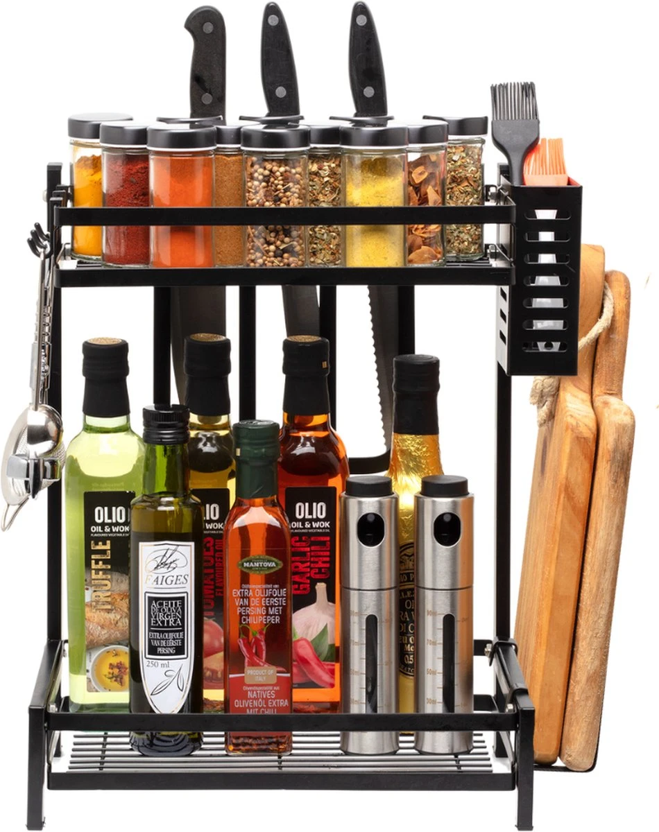 Pazzo Goods - Keuken Organizer - Keukenrek - Zwart - Metaal - 2 Laags - Multifunctioneel - Zwart - 1 Pazzo Goods - Keuken Organizer - Keukenrek - Zwart - Metaal - 2 Laags - Multifunctioneel - Zwart -