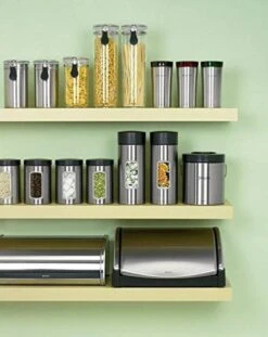 Brabantia Voorraadbus - 1,4 L - Matt Steel Fingerprint Proof / Matt Black Deksel - Met Venster -Huishoudelijke Benodigdheden Winkel 952x1200