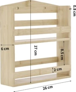 ACAZA Ophangbaar Kruidenrek Met 10 Glazen Kruidenpotjes, Spice Rack, Keuken Rek, Kruiden Organizer Voor Specerijen, Peper, Zout, 26 Cm Breed, Bamboe -Huishoudelijke Benodigdheden Winkel 995x1200